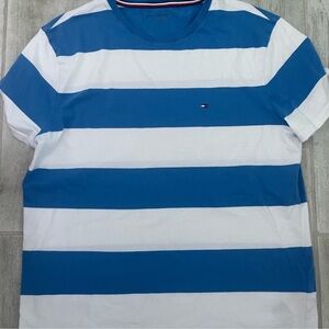 Tommy Hilfiger Blue and White Short Sleeve Tee